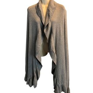 New Chicos Wrap Slate Heather Gray Ruffle Detail One Size